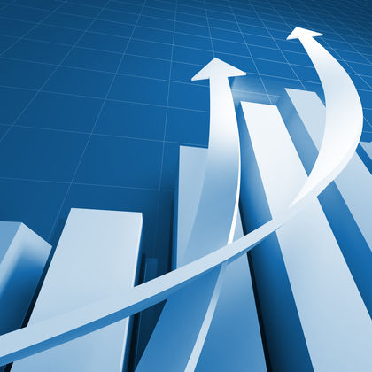 business chart graph background with growing arrows